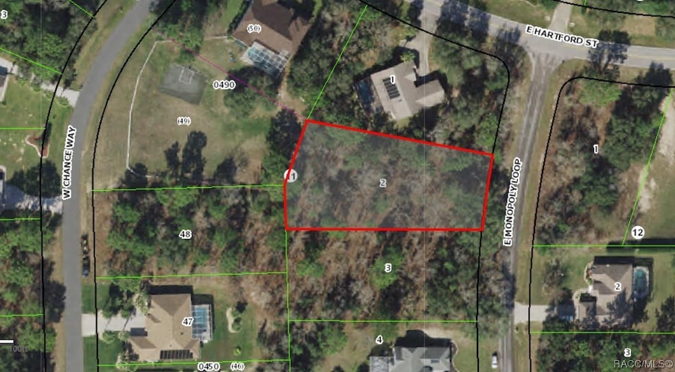 Aerial view with platted boundary lines of this .5