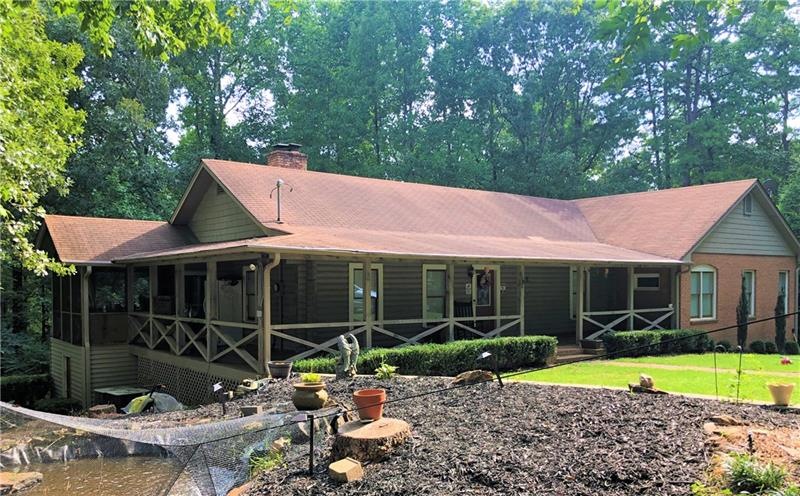 Front view with Koi Pond water feature