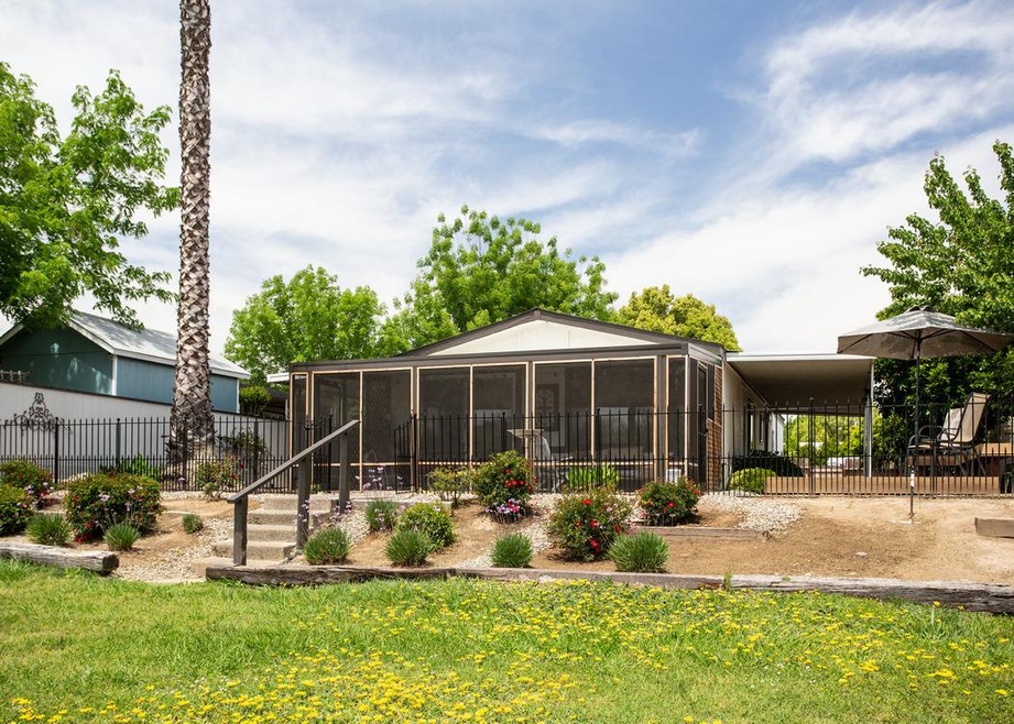 Screened in patio faces the San Joaquin River