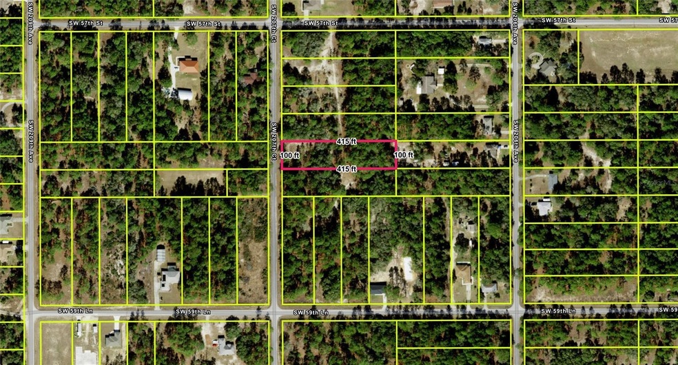 Aerial view highlighting the generous 0.95-acre lot dimensions. Ideal for investors or homebuilders, this spacious parcel offers ample room to bring your vision to life.