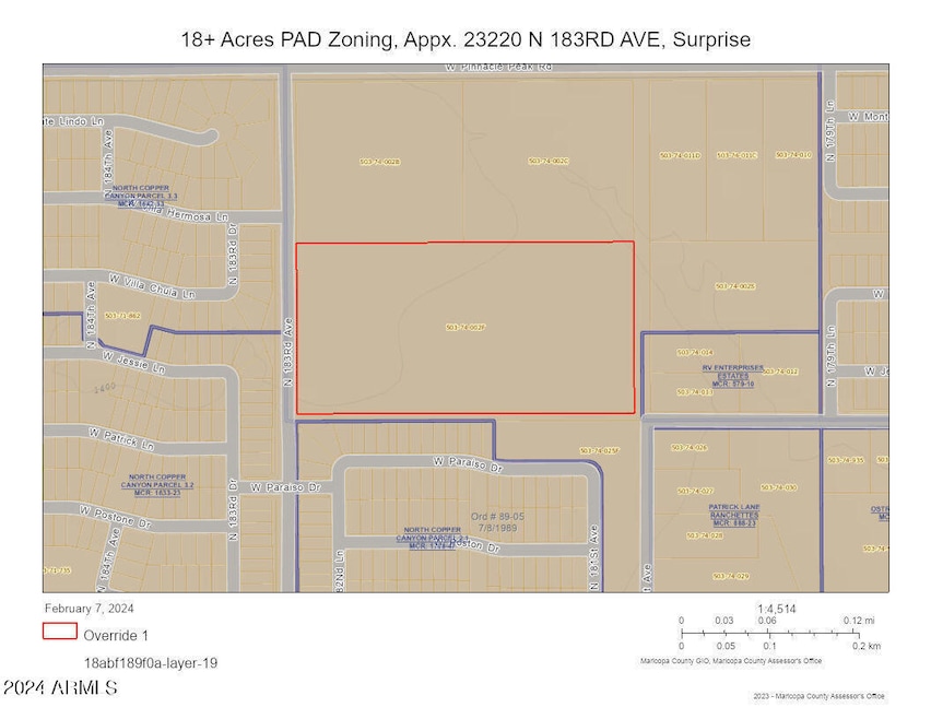 18+ acres/PAD Zoning