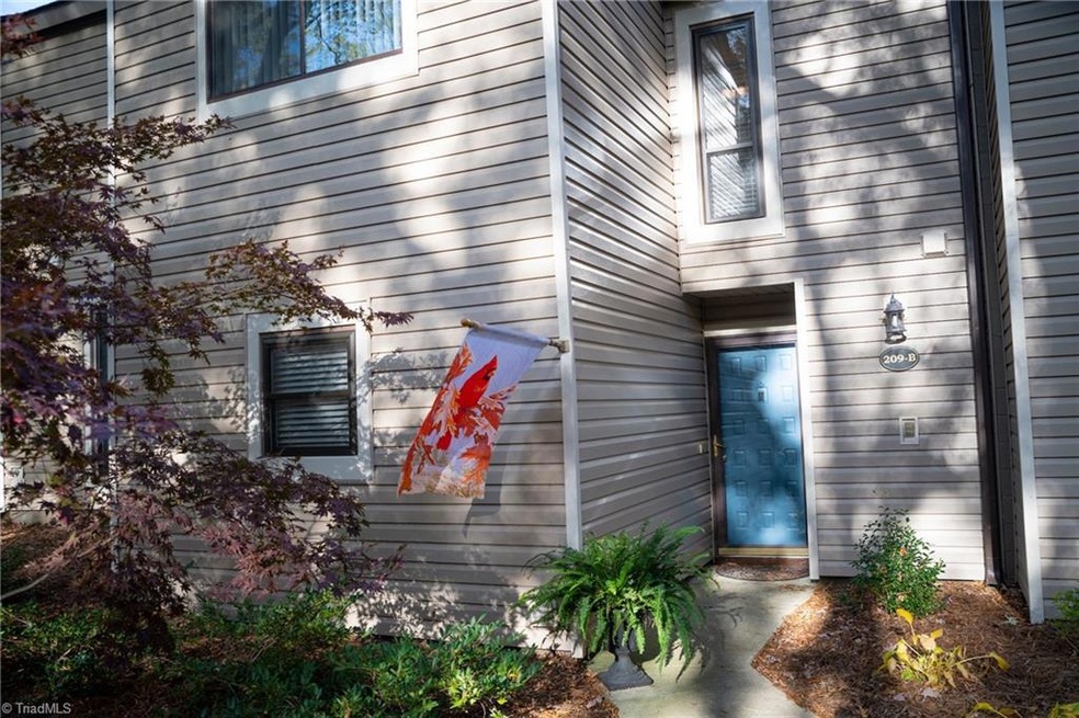 Close View Of Front Of 209-B Village, Dressed  With Cardinal Flag, Japanese Maple Tree And Kimberly Fern