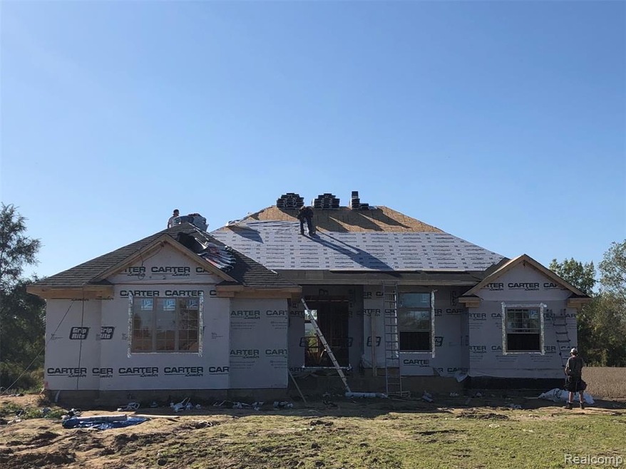 Front elevation of ranch under construction