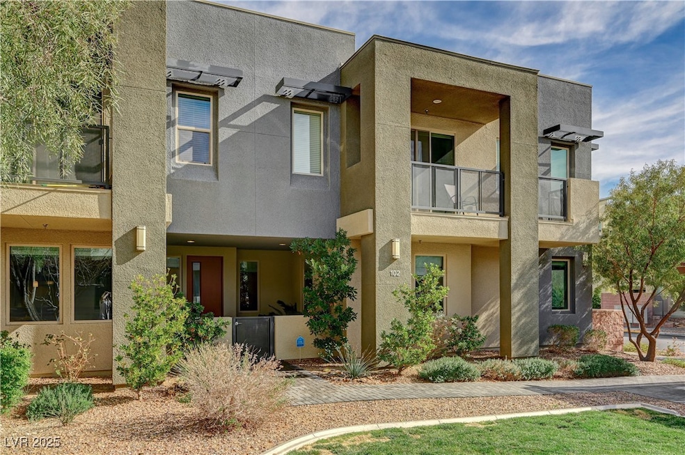 View of the exterior front which faces a greenbelt