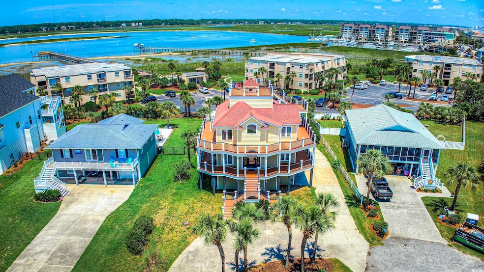Bird's eye view of a nearby body of water