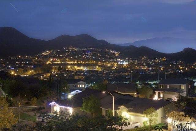 Night view, looking out over Canyon Hills from mas