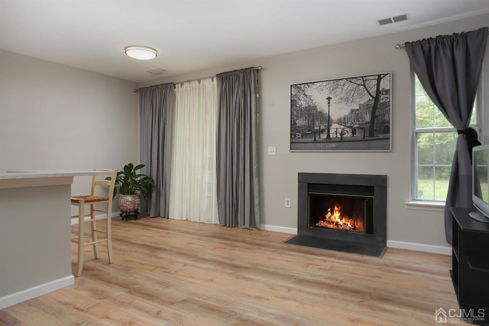 Living Area with wood burning fireplace