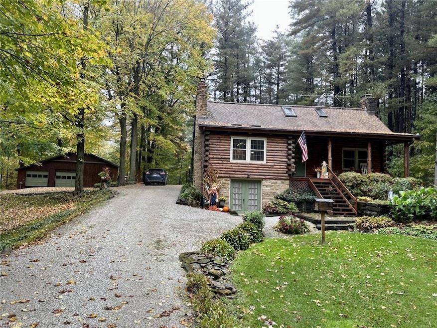 Log home with a garage
