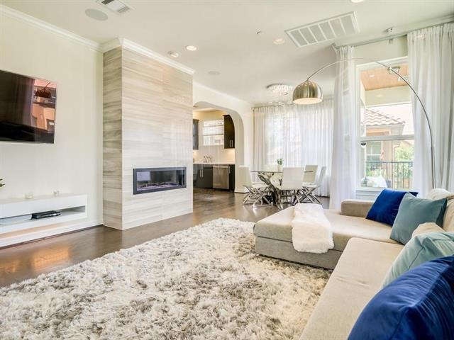 Family Room with Gorgeous Floating Fireplace.