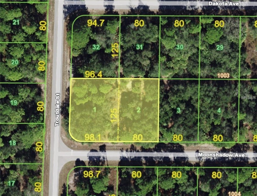 Double lot on the corner of Troutdale and Moonshad