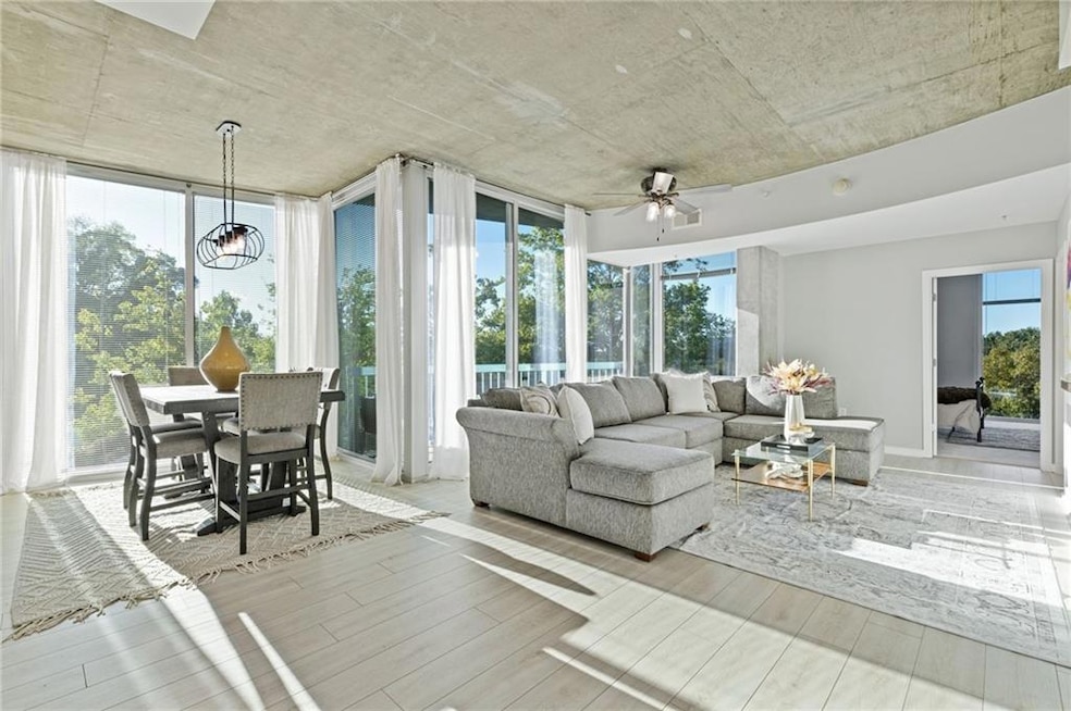 Floor to ceciling windows in the living area with amazing views