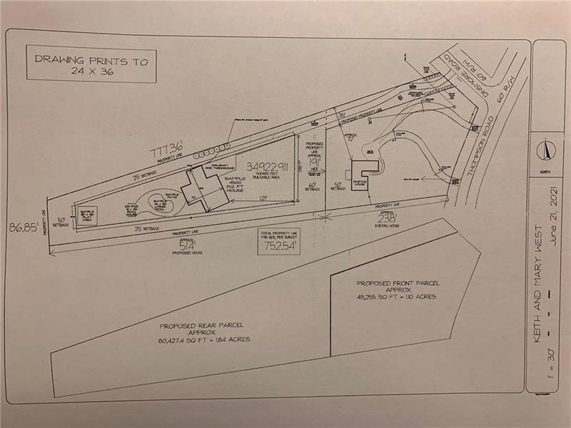Site Plan with 4500 square foot home situated on t