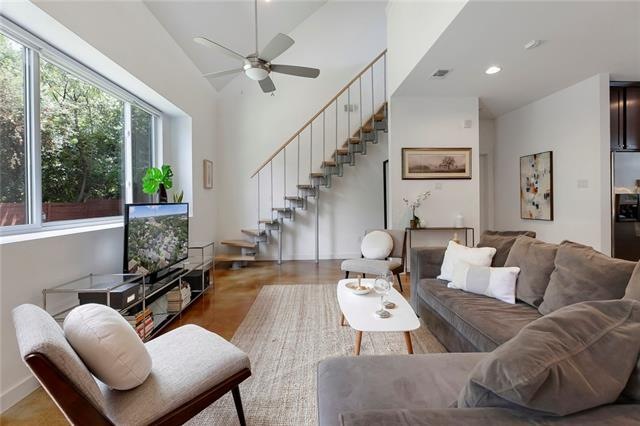 Stairs to second story loft.