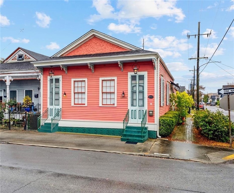 Vibrantly painted corner lot home