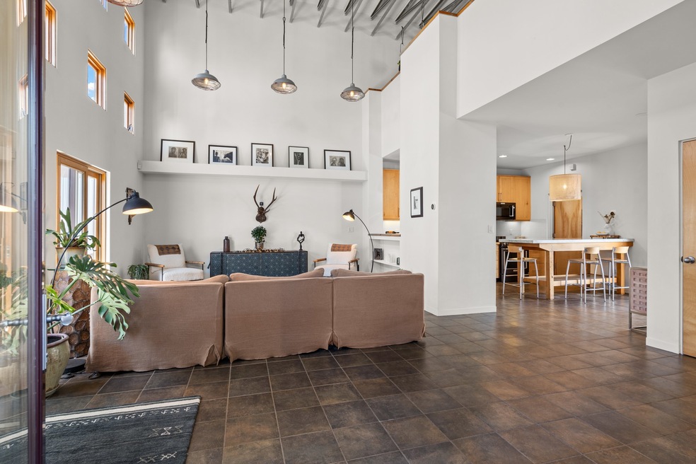 Light and airy living room and kitchen