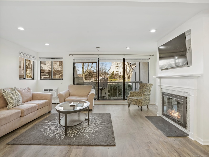 Expansive living room view from kitchen with slide