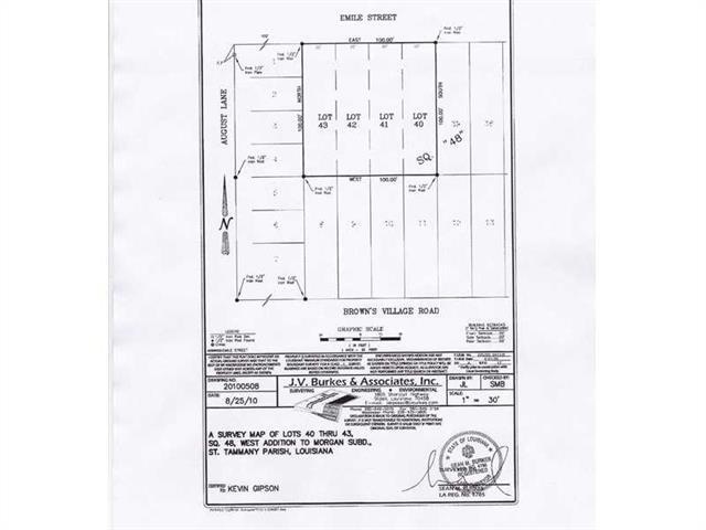 Plat Map. Survey of Lots 40-43