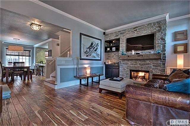 GORGEOUS FAMILY ROOM W/STONE FIREPLACE