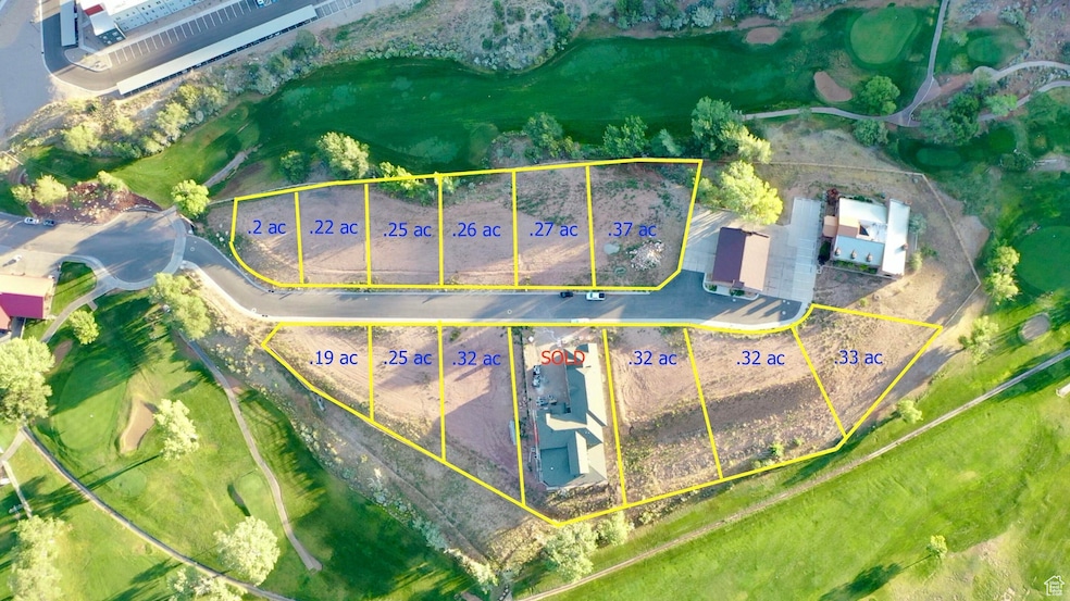 Aerial map of property and surrounding area with property parcel outlined