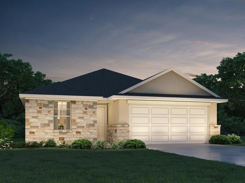 Single story home with stucco siding, concrete dr