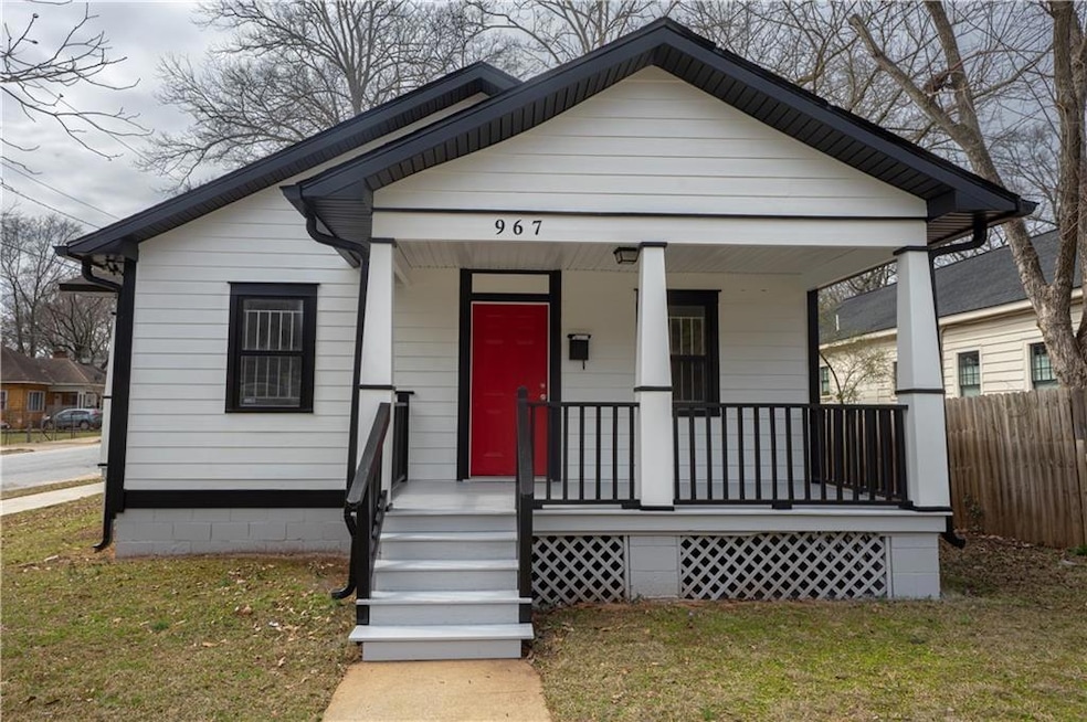 Bungalow-style house with covered porch, a front l