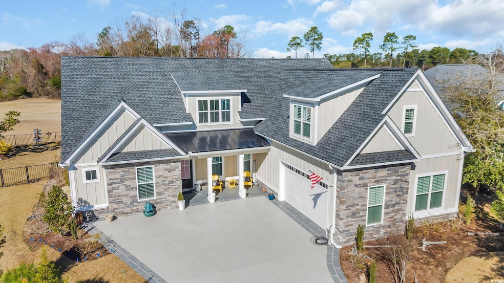 Craftsman-style home with board and batten siding,