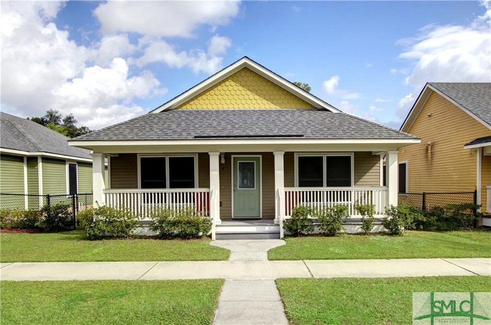 Exterior front elevation: covered front porch, arc