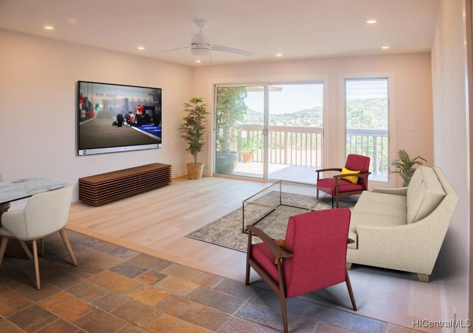 Imagine the living room furnished. You are viewing