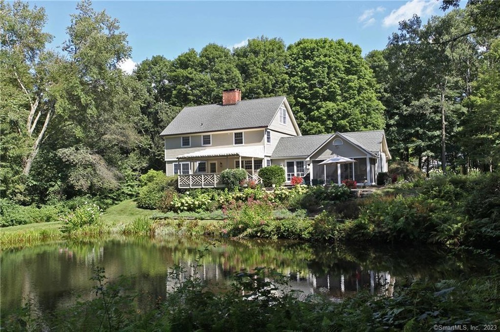 Entertaining spaces overlooking pond.