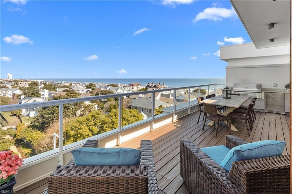 Unobstructed views of Virginia's Gold Coast.  Enjoy views of the Atlantic Ocean to the West from the 990 square foot balcony with outdoor kitchen. One of a Kind Luxury Corner Penthouse Suite.  3 bedroom, 3 bath  with  Brazilian Leather Granite,  Floo