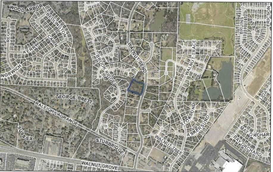 The lot is Outlined in blue.