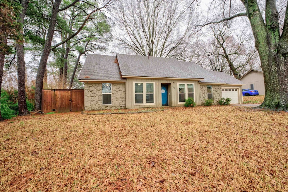 Single story home with a garage