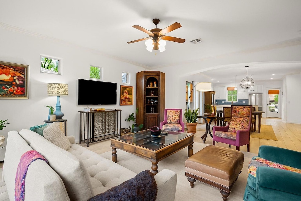 Living room featuring light wood finished floors,