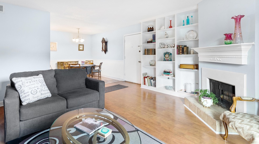 Living room with built-in bookshelves