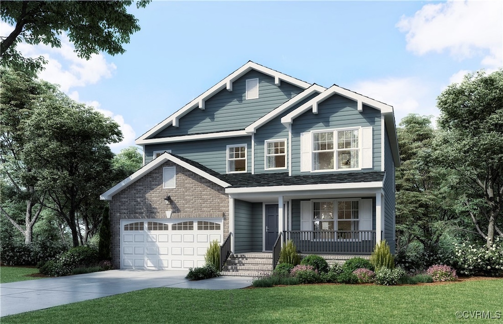 Craftsman house featuring covered porch, a garage,