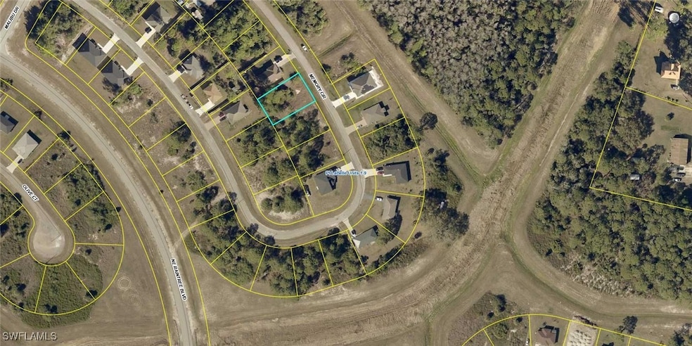 Aerial map of property and surrounding area with p