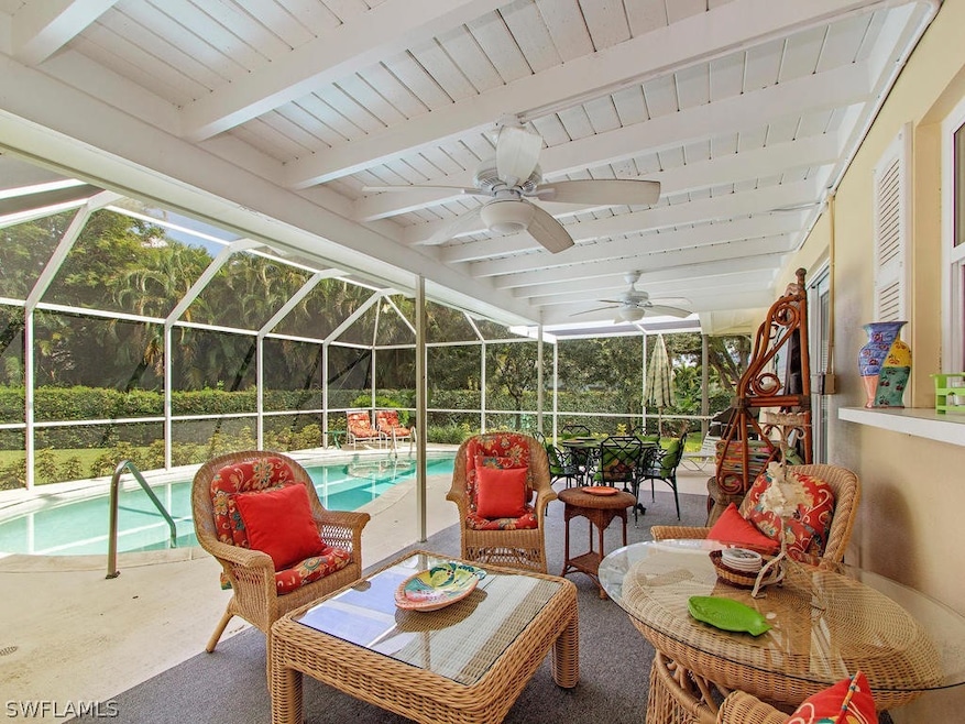 The screened, heated pool is perfect for lounging,
