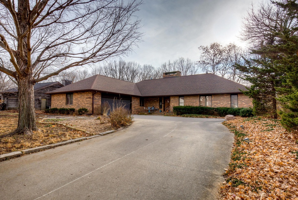 Side view of stunning brick home