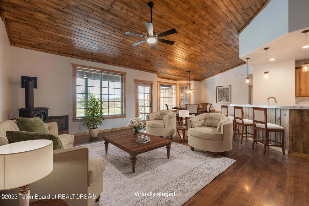 Open living room w fireplace