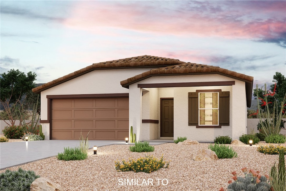View of front facade featuring an attached garage,