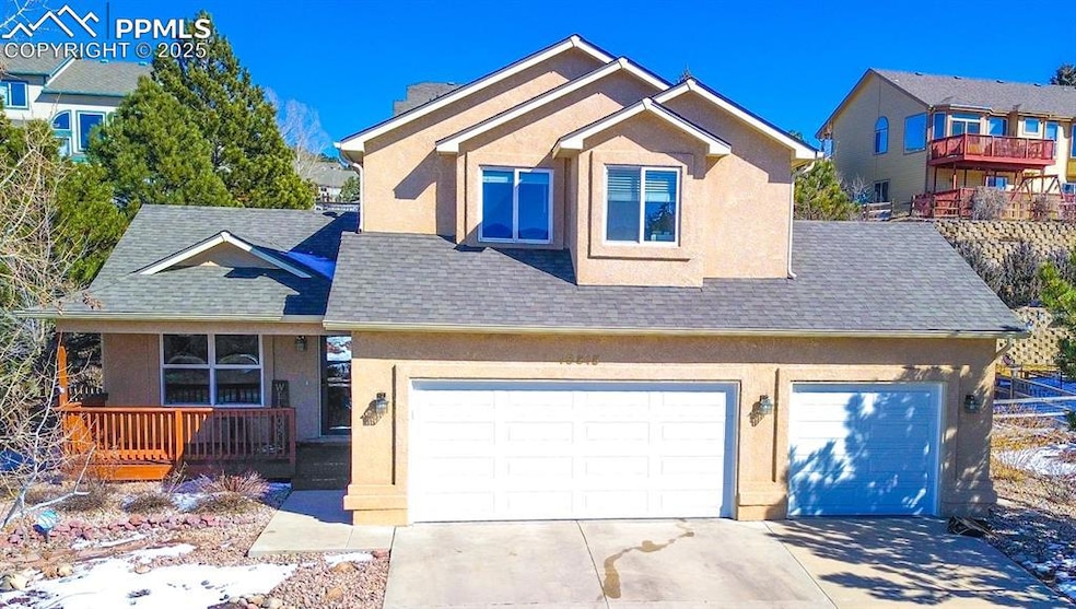 View of front of home featuring stucco siding, a p