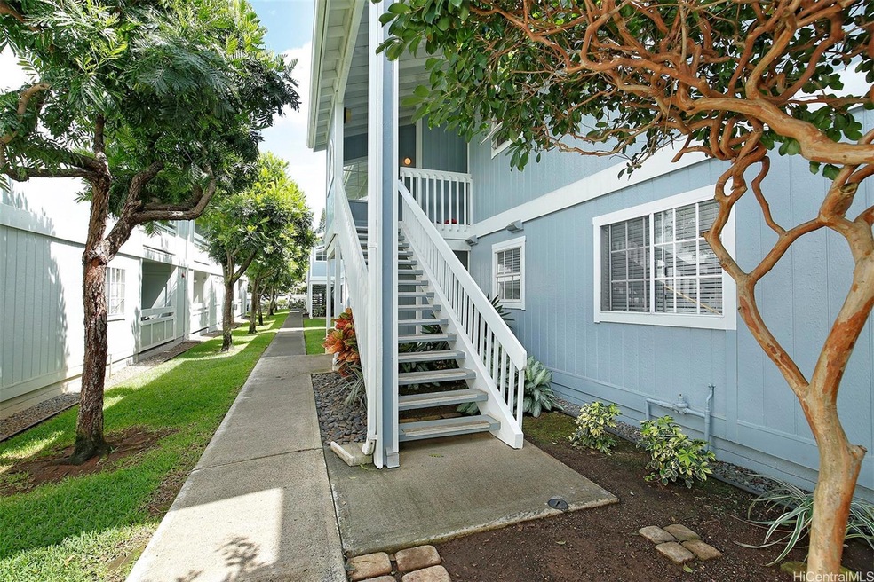 Lovely, shaded walkway & stairway leading to front