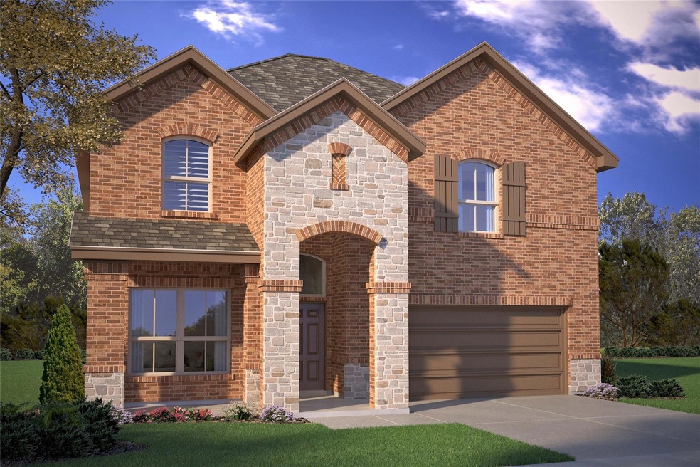 D.R. Horton's Redrock floorplan, elevation K. Photos shown here may not depict the specified home and features and are included for illustration purposes only. Elevations, exterior/ interior colors, options, available upgrades, and standard features 