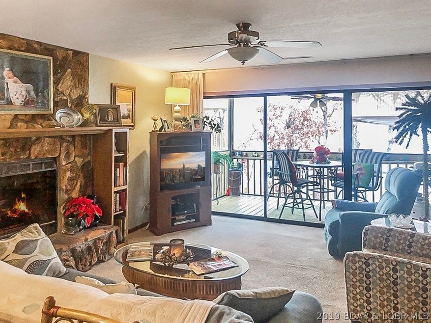 Living room with cozy fireplace.
