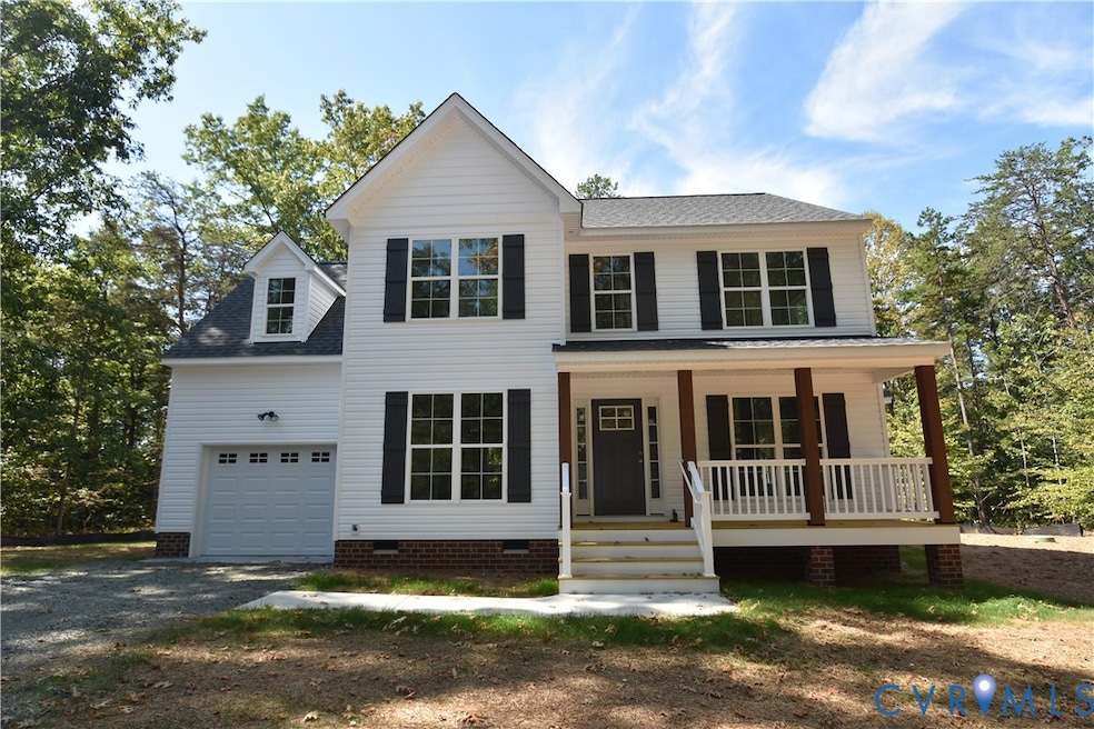 View of front of property with crawl space, covered porch, driveway, and a shingled roof