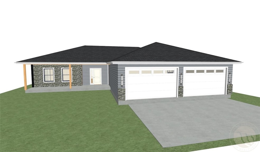 Front elevation rendition from build plans