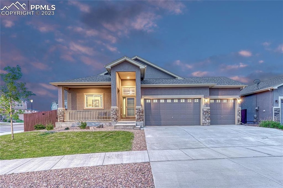 Exterior front of home, corner lot, landscaped