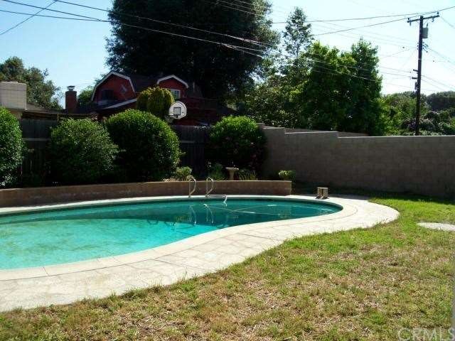 Pool in backyard