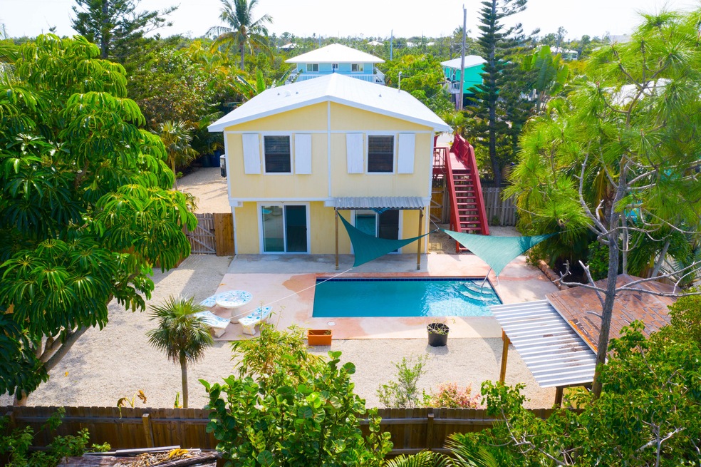 Aerial of Back of house and pool
