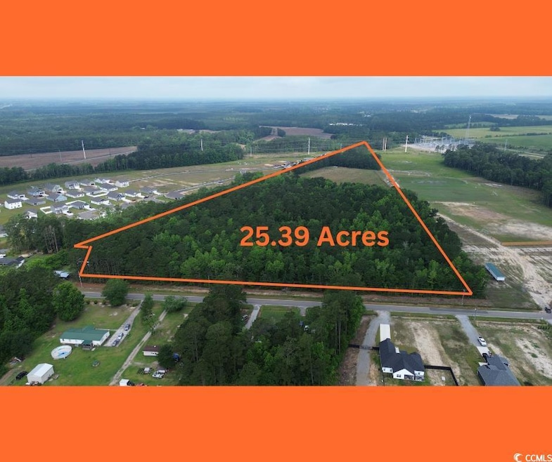 Overview of rural landscape with property boundaries highlighted
